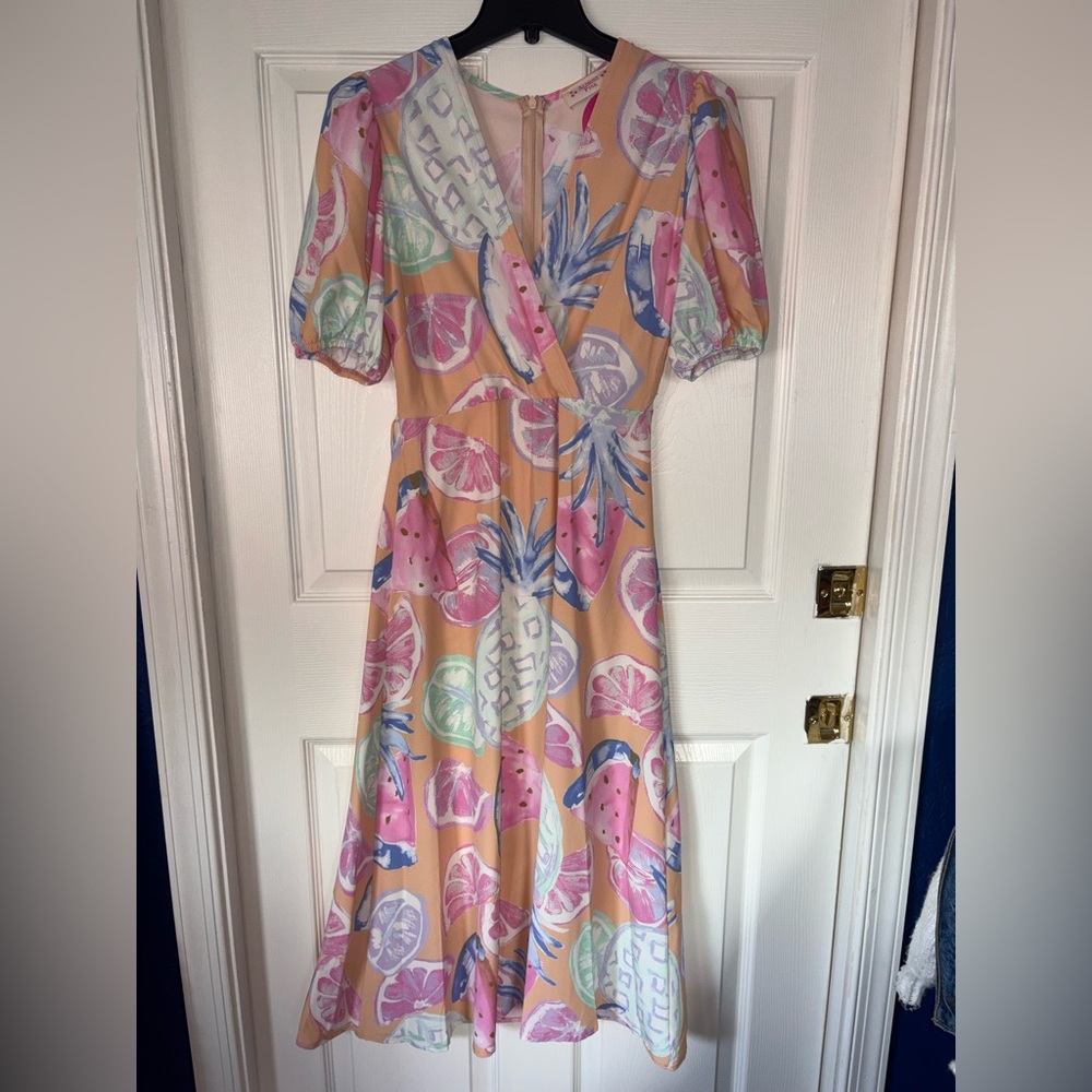 Tropical Print Midi Dress